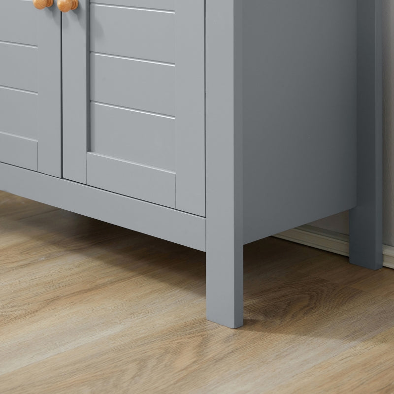 Grey Bathroom Floor Cabinet with Double Doors and Adjustable Shelf