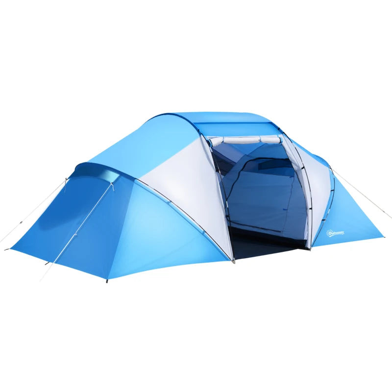 6-Person Blue & White UV Protection Camping Tunnel Tent