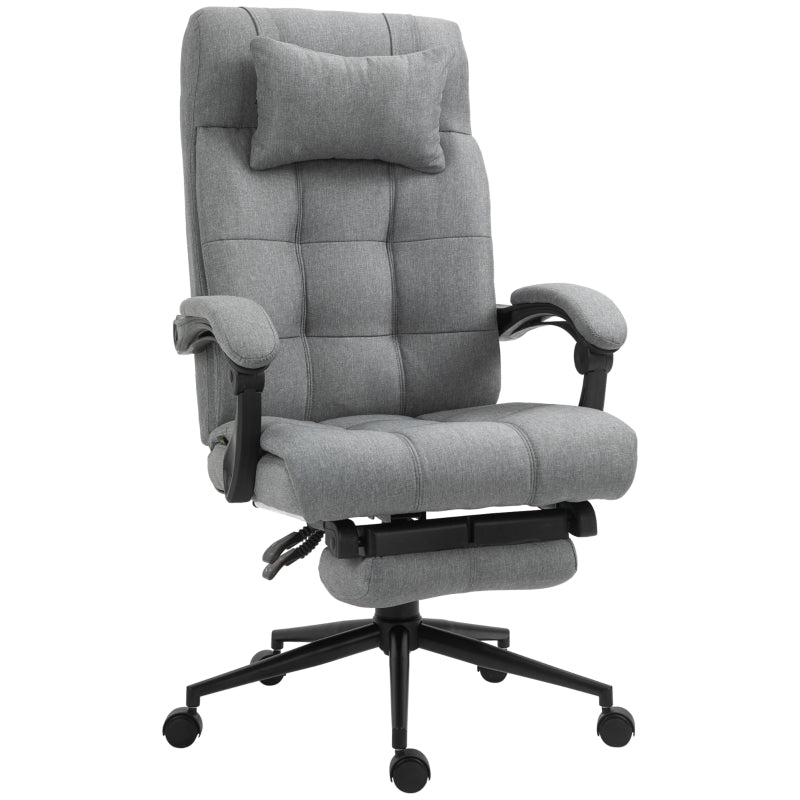 Light Grey Ergonomic Office Chair with Footrest and Armrests