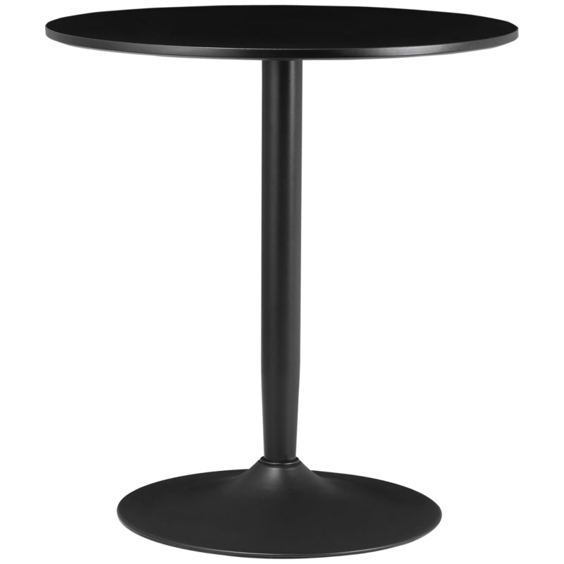 Black Small Round Dining Table with Steel Base - Compact Size for Kitchen