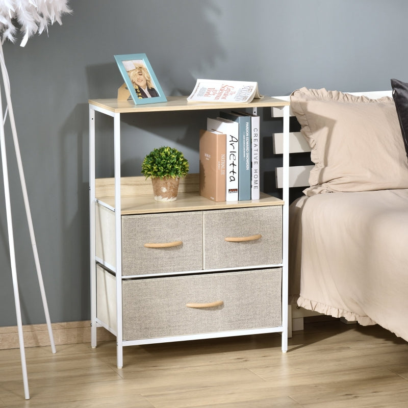 Light Grey 3-Drawer Storage Cabinet with Shelves