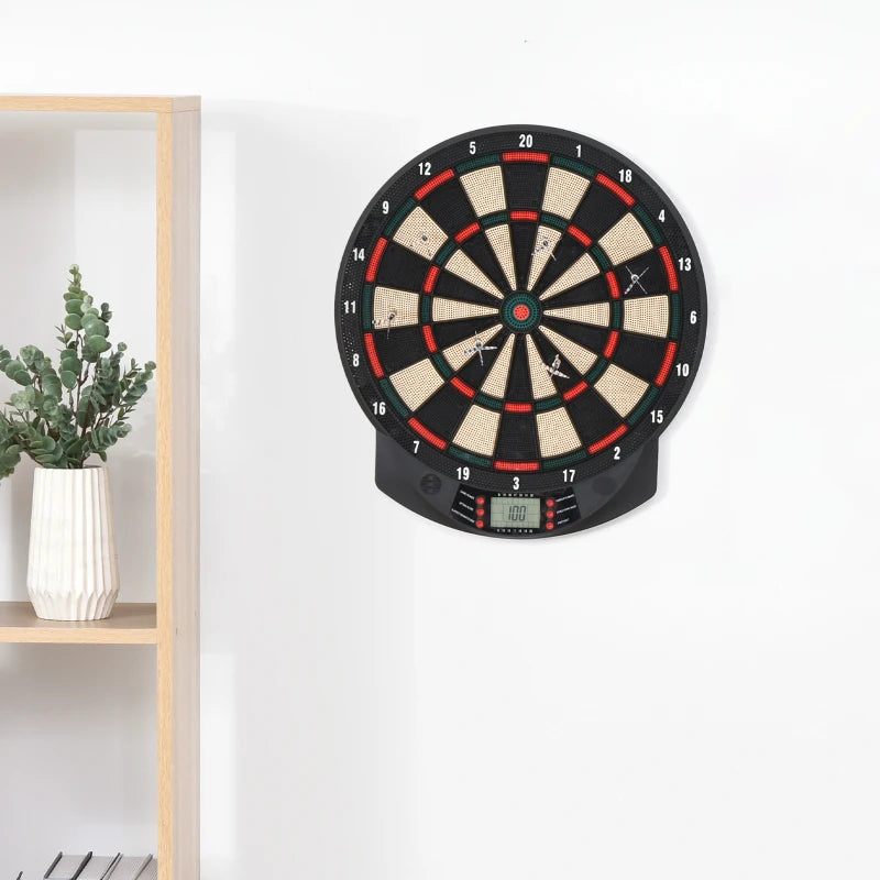 Electronic Dartboard Set with 26 Games in Black - 6 Darts Included