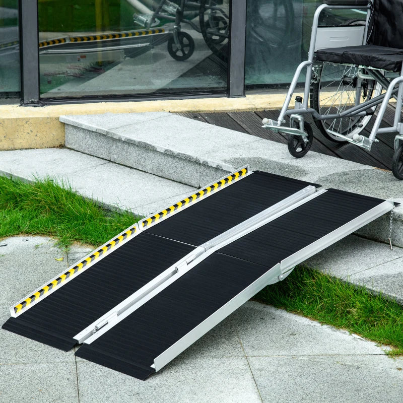 Aluminium Folding Wheelchair Ramp, 152x73cm, 272KG Capacity, Non-Skid Surface