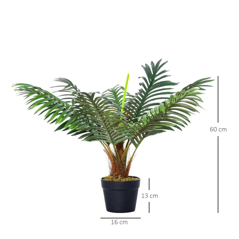 Artificial 60cm Palm Tree Decorative Plant - Green, 8 Leaves, Indoor/Outdoor