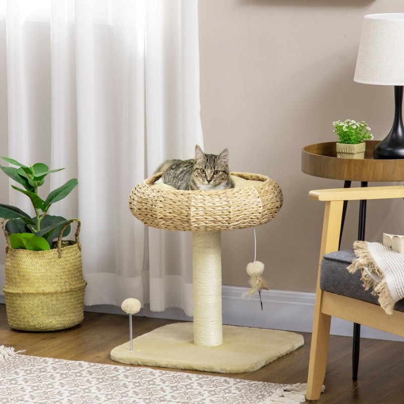 51cm Cat Tree Tower with Sisal Scratching Post & Top Bed - Grey