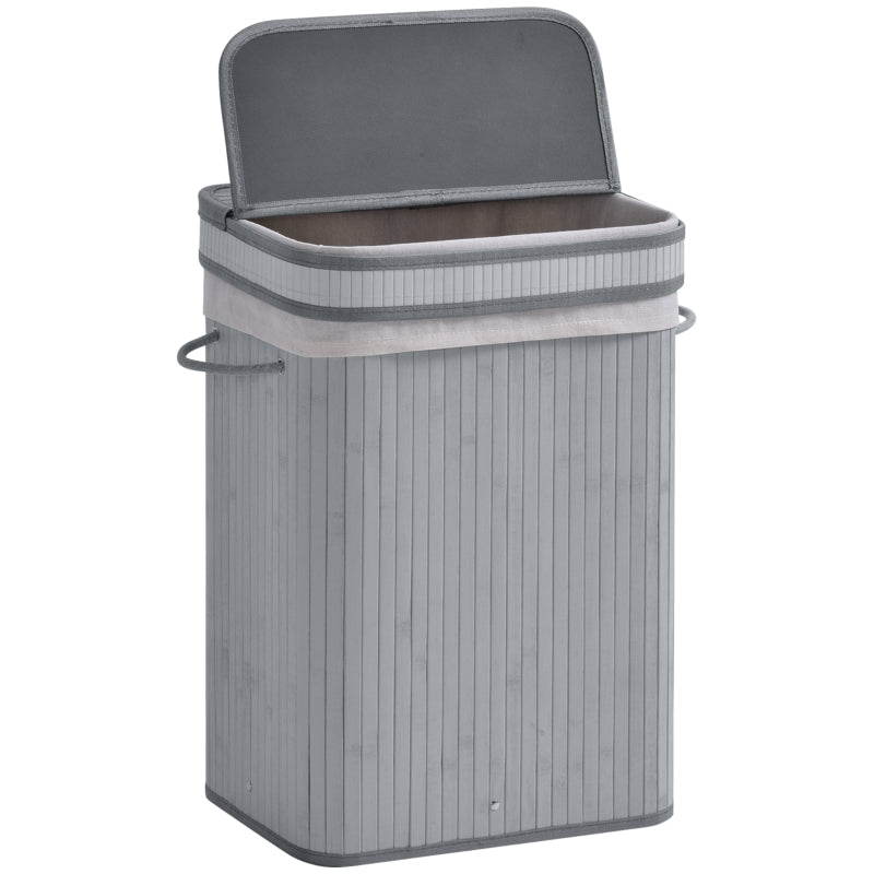 Grey 70L Laundry Basket with Flip Lid