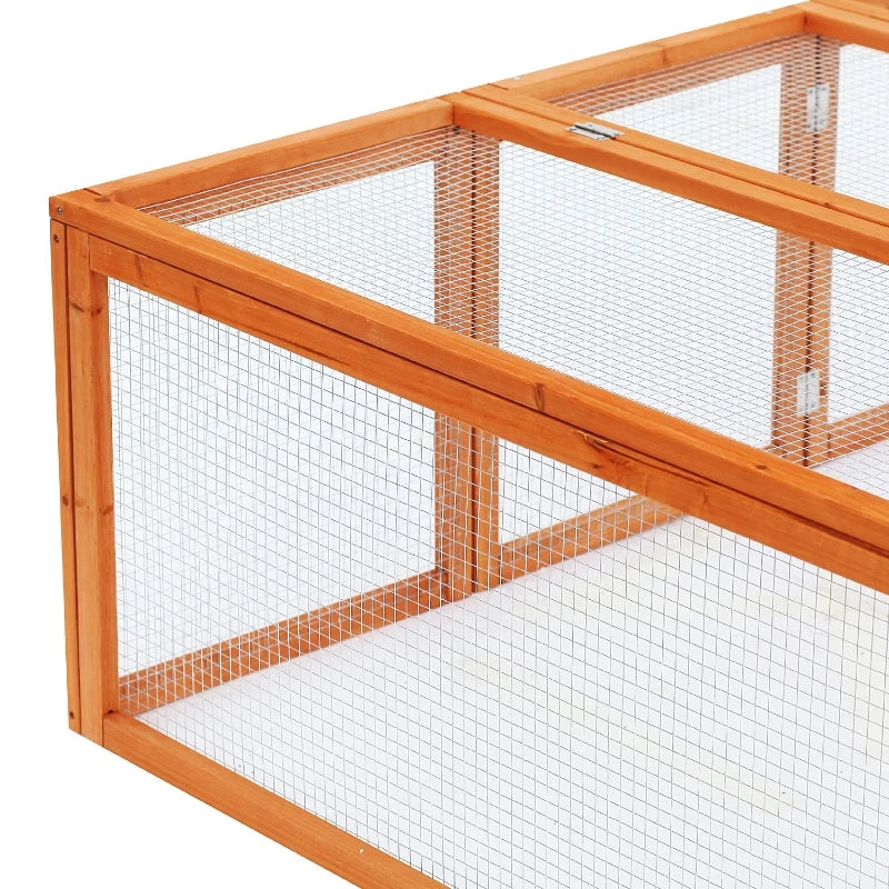 Wooden Rabbit Run Cage 6ft with Wire Mesh, Openable Roof, Outdoor Play Space - 181 x 100 x 48 cm