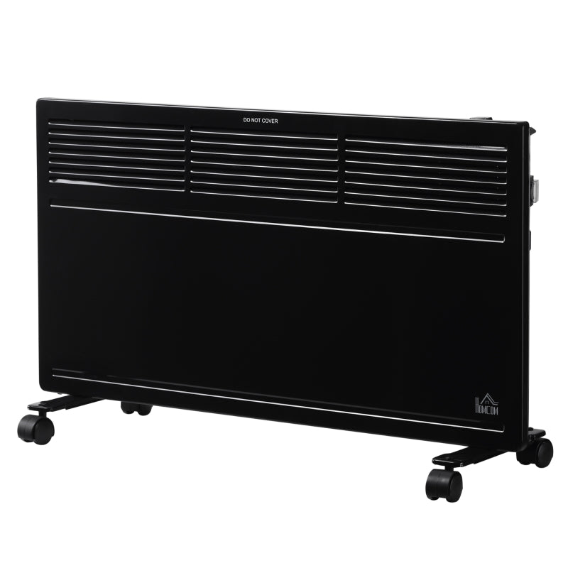 Black Electric Convector Heater - 2 Heat Settings, Adjustable Thermostat