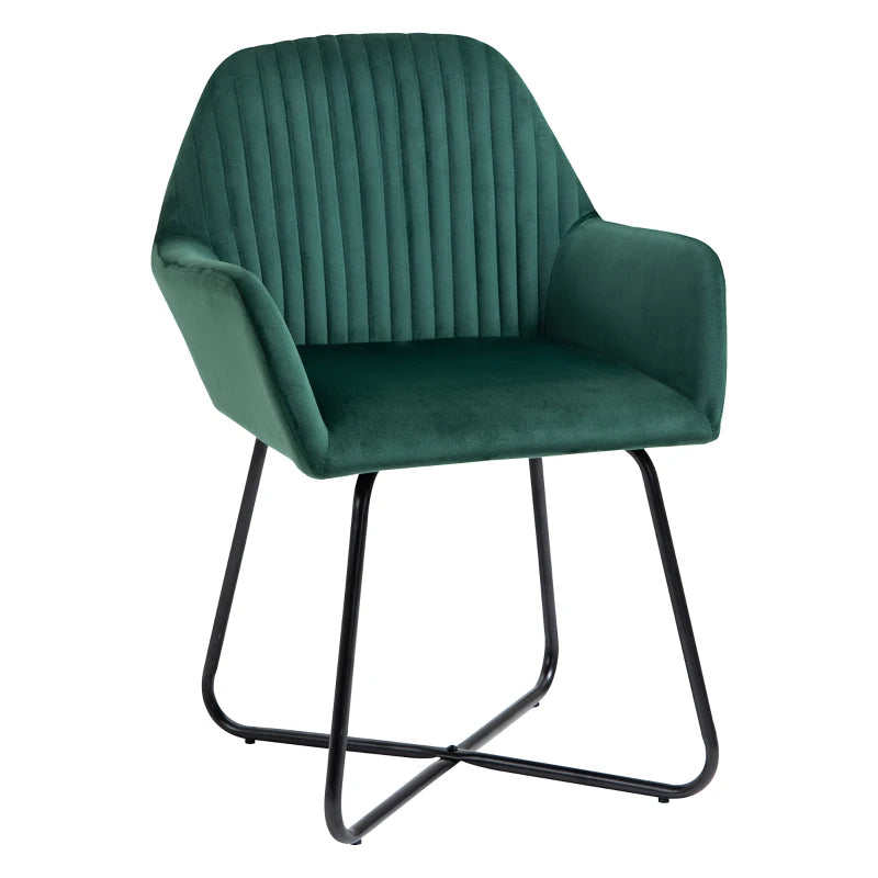 Green Modern Upholstered Armchair with Metal Base for Living Room