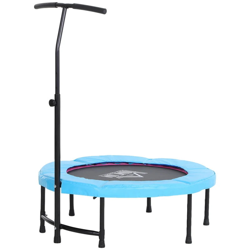 Blue Adjustable Handle Trampoline Rebounder for Kids and Adults