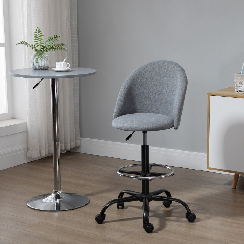 Grey Ergonomic Drafting Chair with Adjustable Height and Footrest