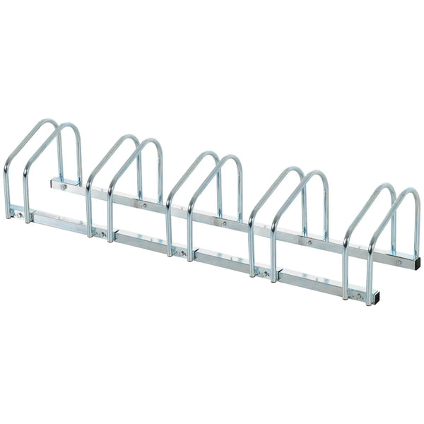 Silver Bike Storage Rack (5 Racks) - Floor/Wall Mount Bicycle Stand