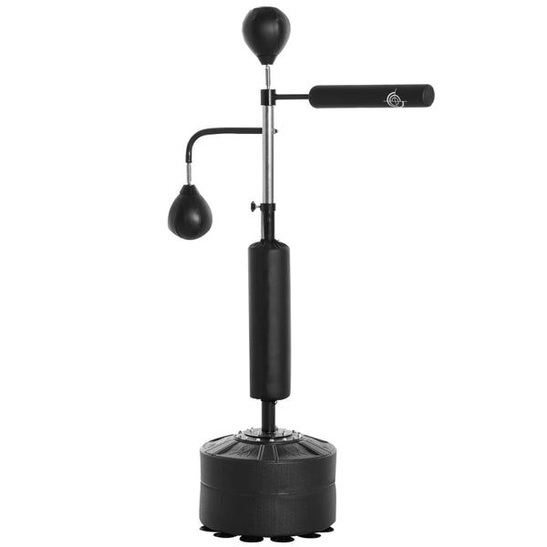 Adjustable Height Freestanding Boxing Punching Bag Stand with Speed Balls - Black