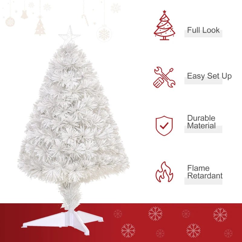 White Fibre Optic Tabletop Christmas Tree - 2.5FT