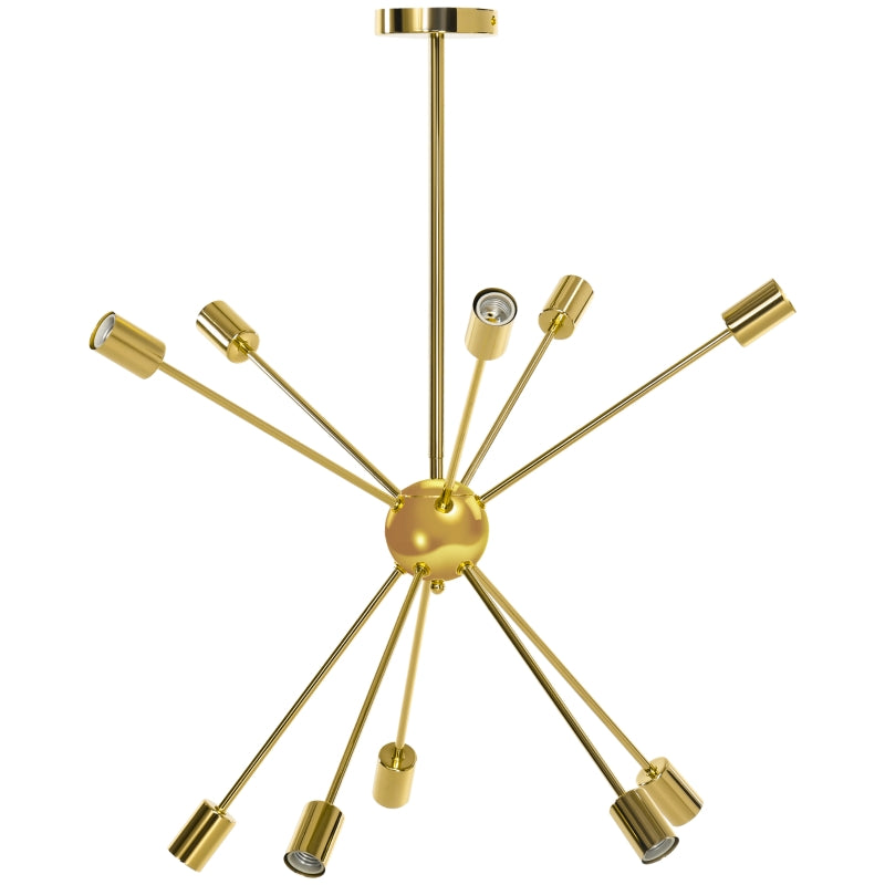 Gold 10-Light Modern Ceiling Chandelier for Bedroom and Living Room