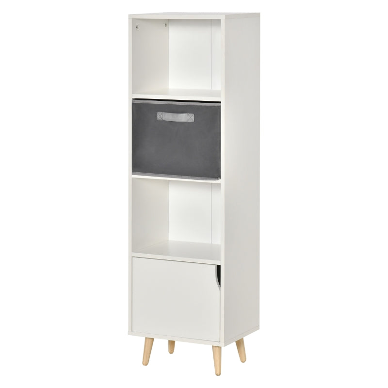 White Wooden 3 Tier Bookcase with Doors - Home Office Display Cabinet