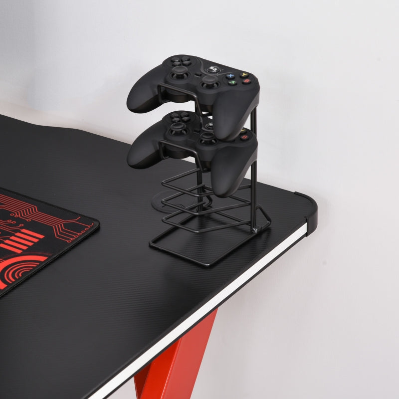 RGB Gaming Desk with Carbon Fibre Surface, Black/Red, 120 x 66cm