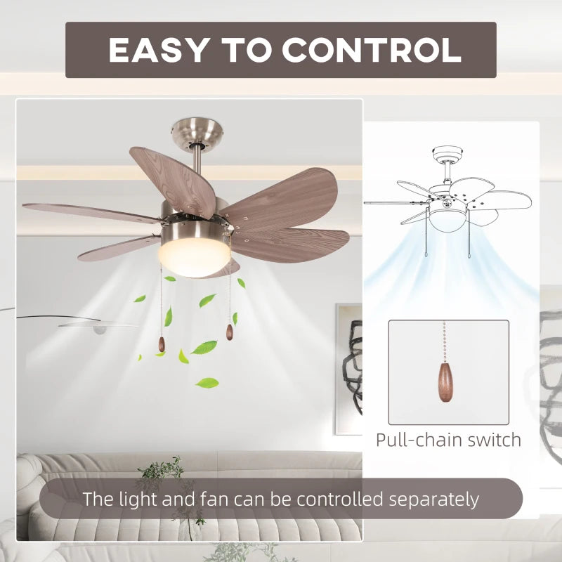 Walnut Brown LED Ceiling Fan with Reversible Blades