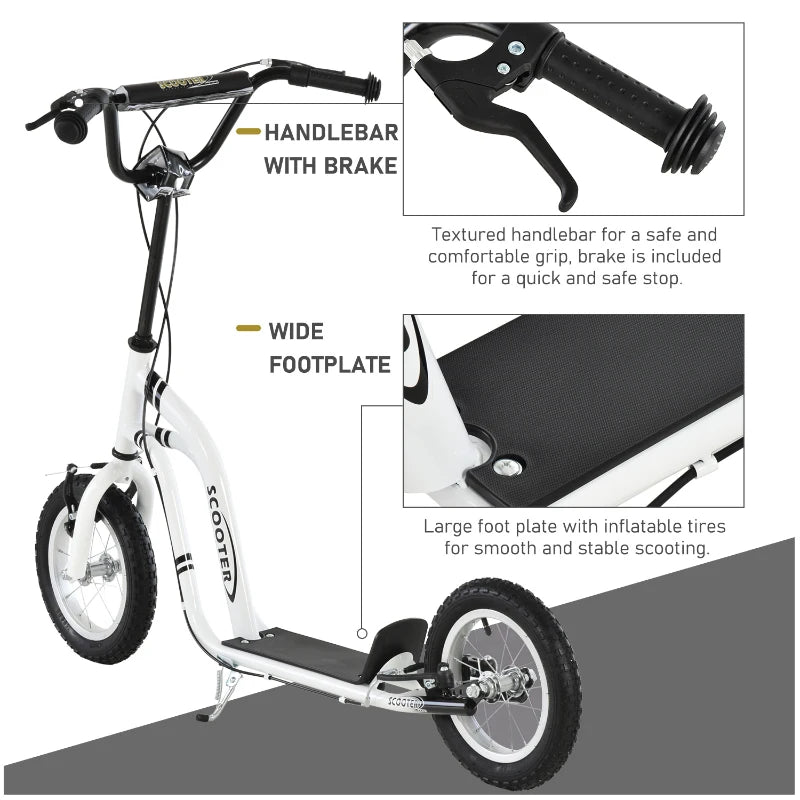 Adjustable Black 12" Metal Frame Kick Scooter with Dual Brakes