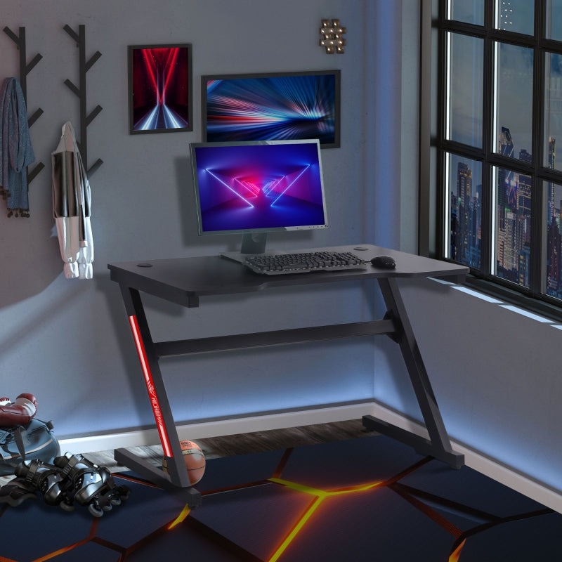 Black Z-Shaped Gaming Desk with Cable Management - 1.2m