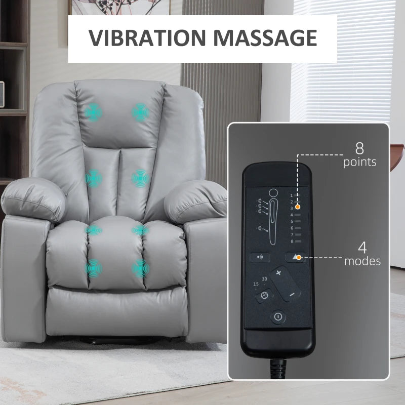 Charcoal Grey Massage Recliner with Heat and Eight Massage Points