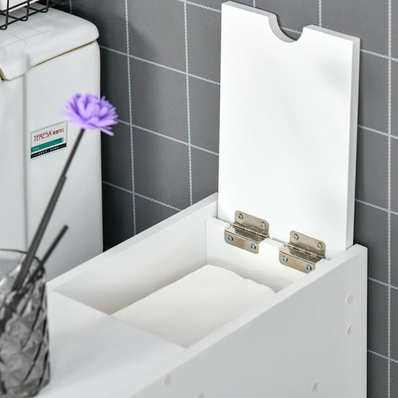 White Slim Bathroom Storage Cabinet with Drawers