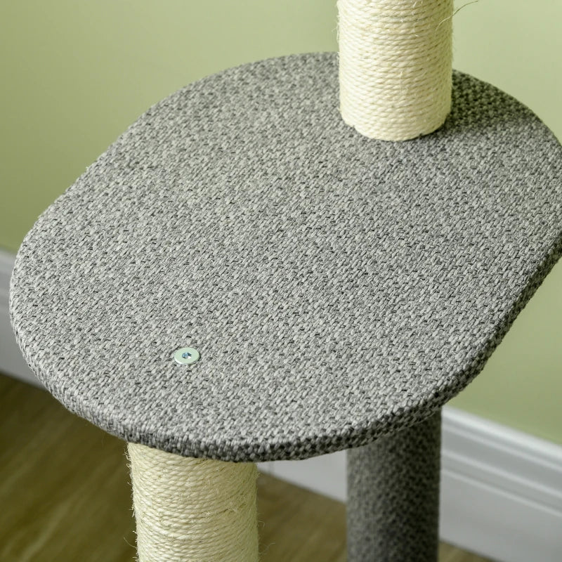 Grey Cat Climbing Tower with Scratching Posts, 132cm