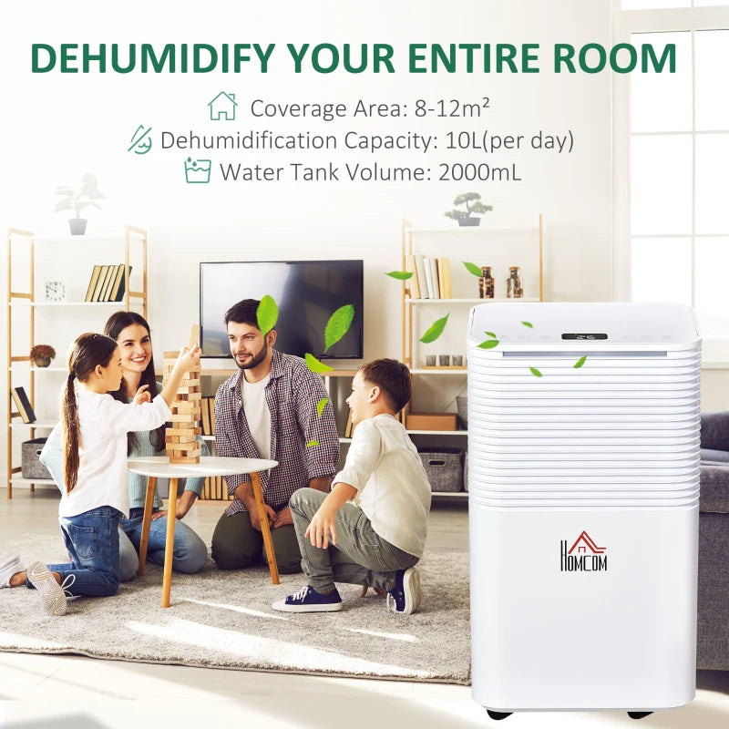 Portable Quiet 10L/Day Dehumidifier - White