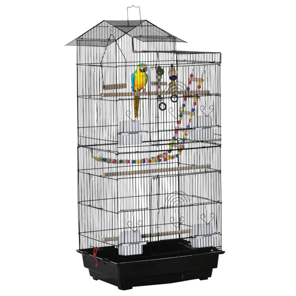 Compact Bird Cage Kit for Small Birds - Complete Set with Accessories and Toys