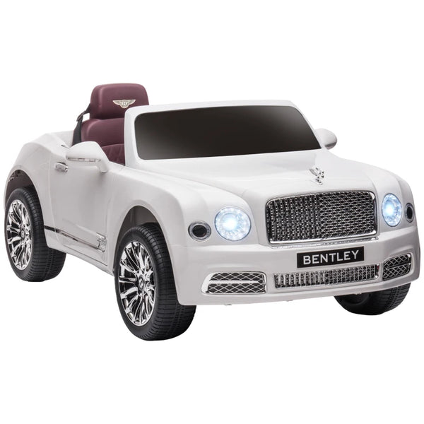 White Kids Electric Ride-On Car with Remote Control, LED Lights, Music