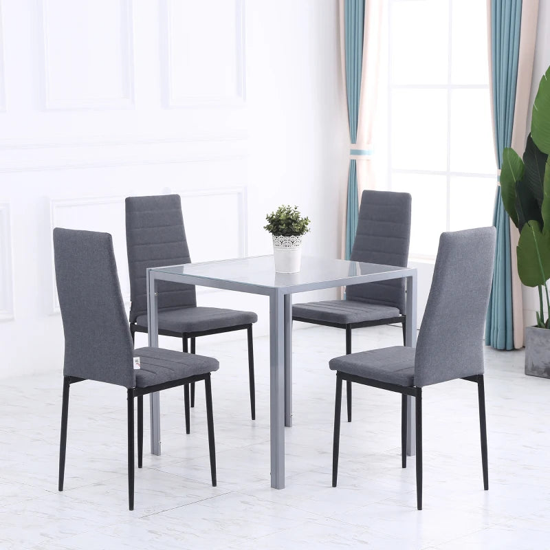 Grey Square Glass Dining Table for 2-4 People