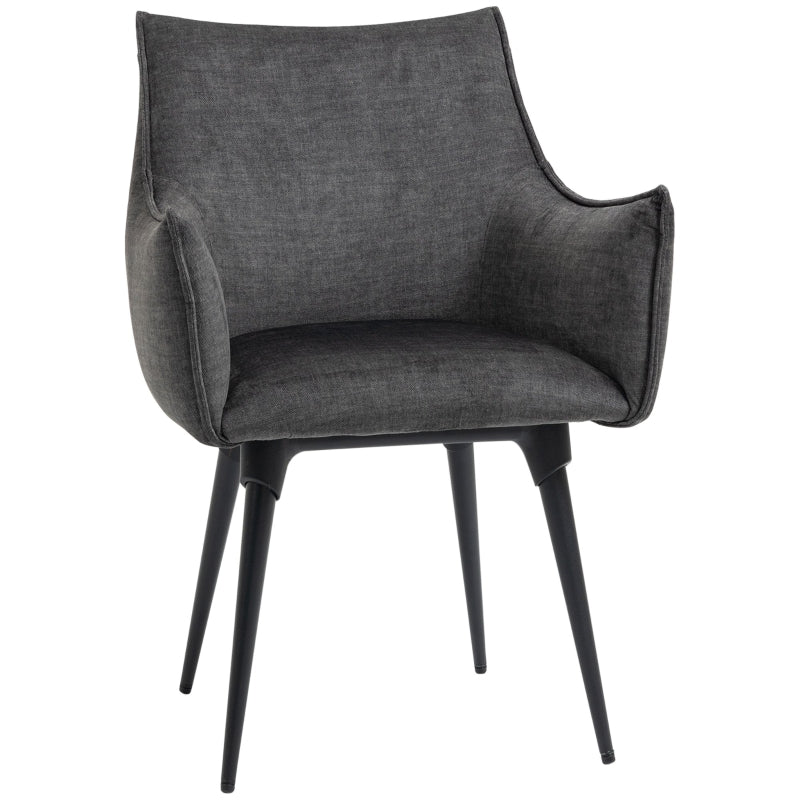 Dark Grey Steel Leg Accent Chair for Living Room and Bedroom