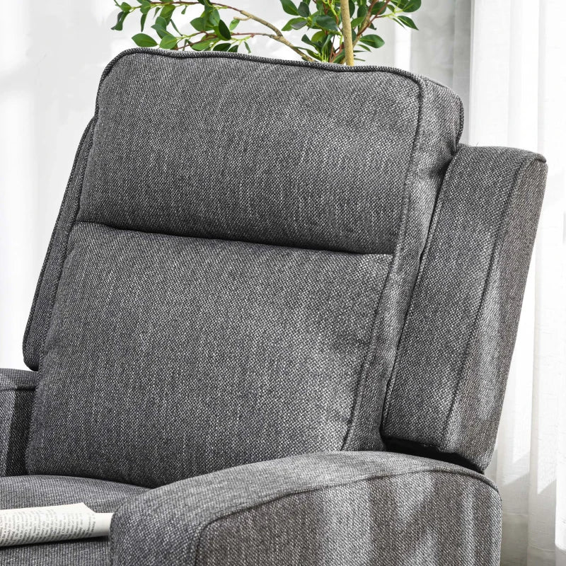 Electric Reclining Chair with USB Port and Footrest - Charcoal Grey