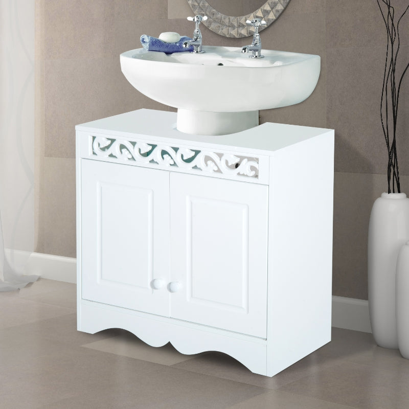 White Under Sink Bathroom Storage Cabinet