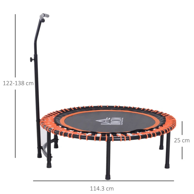 Mini Round Steel Frame Trampoline with Adjustable Handle - Black/Orange