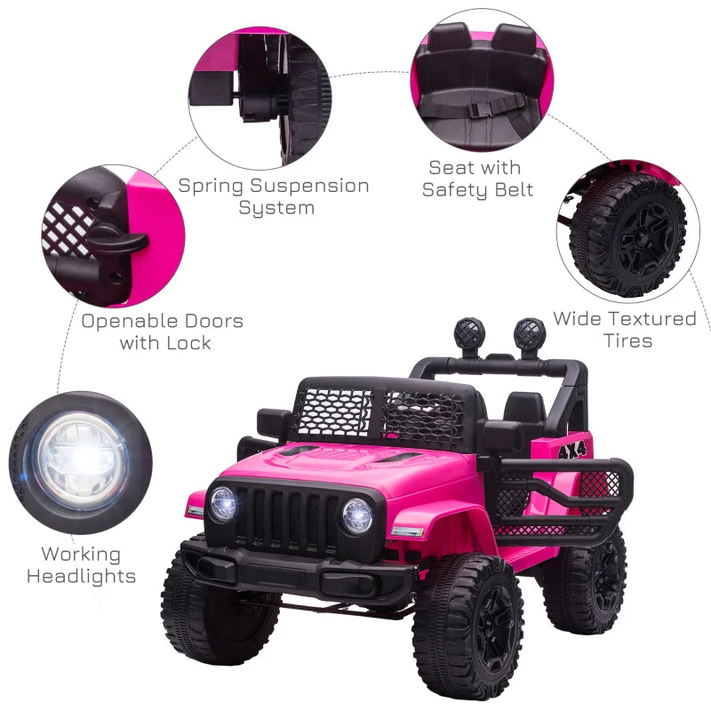 Kids Pink Electric Off-Road Ride-On Car with Remote Control - 12V