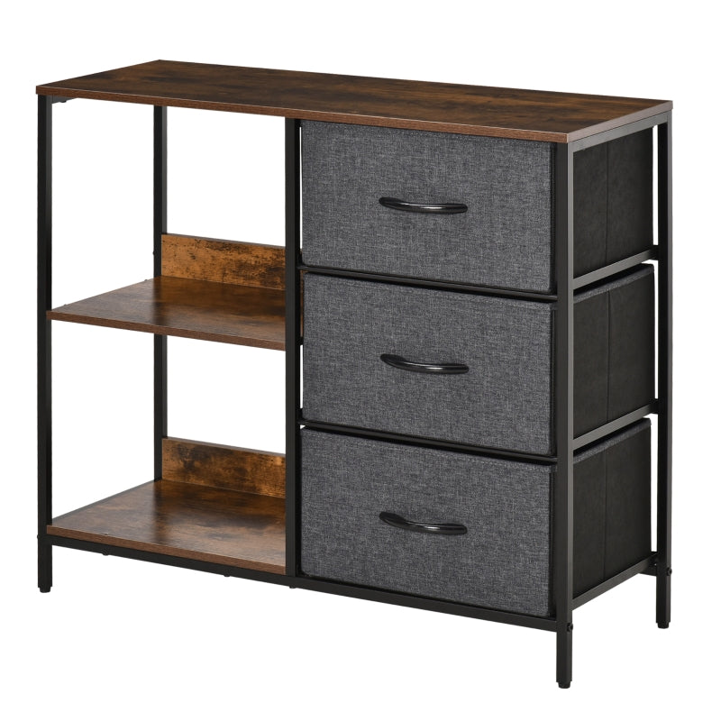 Black Fabric Drawer Storage Cabinet with Shelves