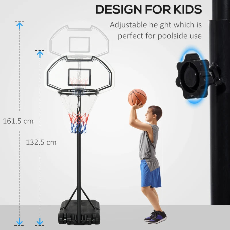 Adjustable Basketball Hoop for Pool Side - Blue