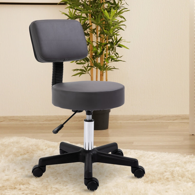 Grey Swivel Salon Chair with Adjustable Height and Wheels