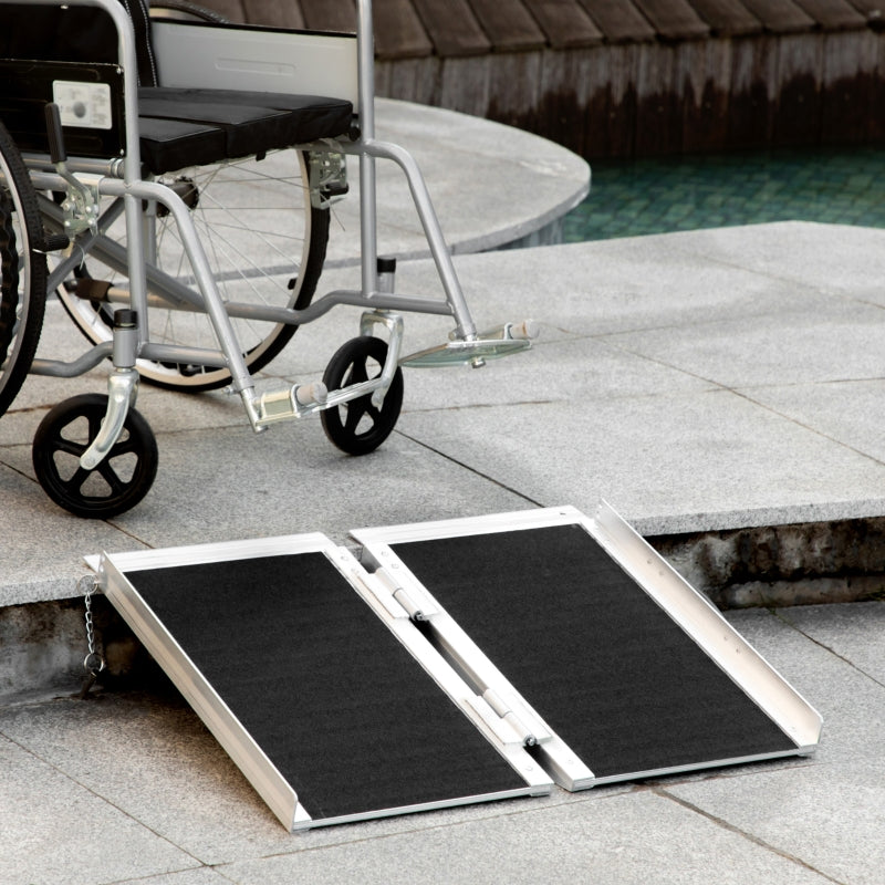 Aluminium Folding Wheelchair Ramp - Portable Mobility Assistance (Black)