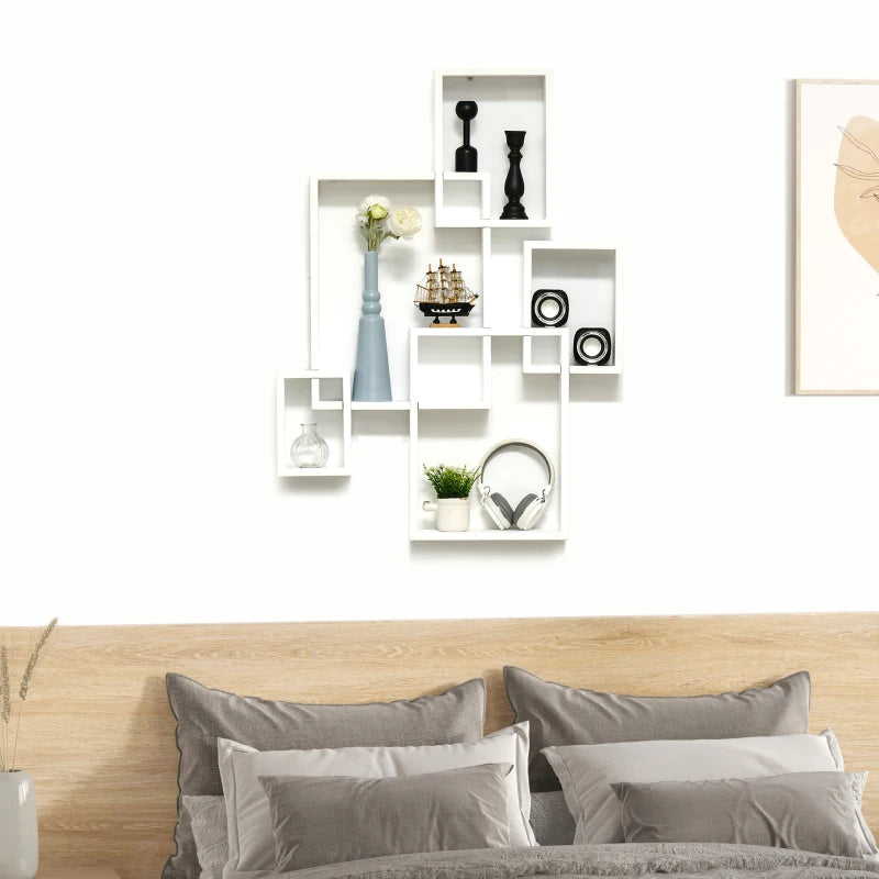 White Interlocking Cube Wall Shelves for Home Decor