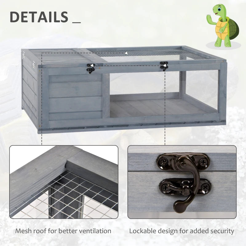 Wooden Tortoise House with Mesh Roofs - Small Reptile Enclosure