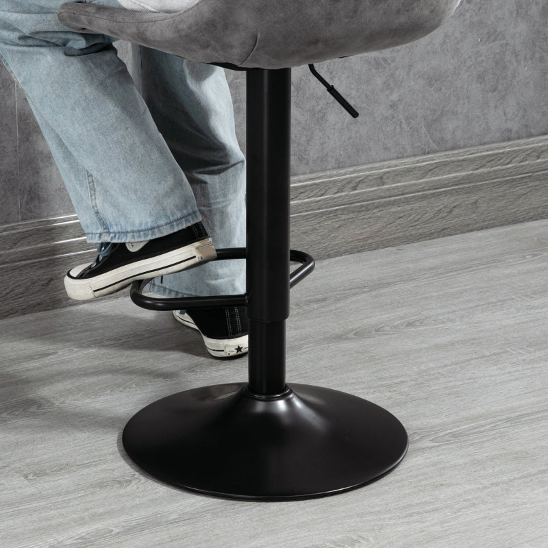 Grey Adjustable Swivel Bar Stools Set of 2 with Footrest
