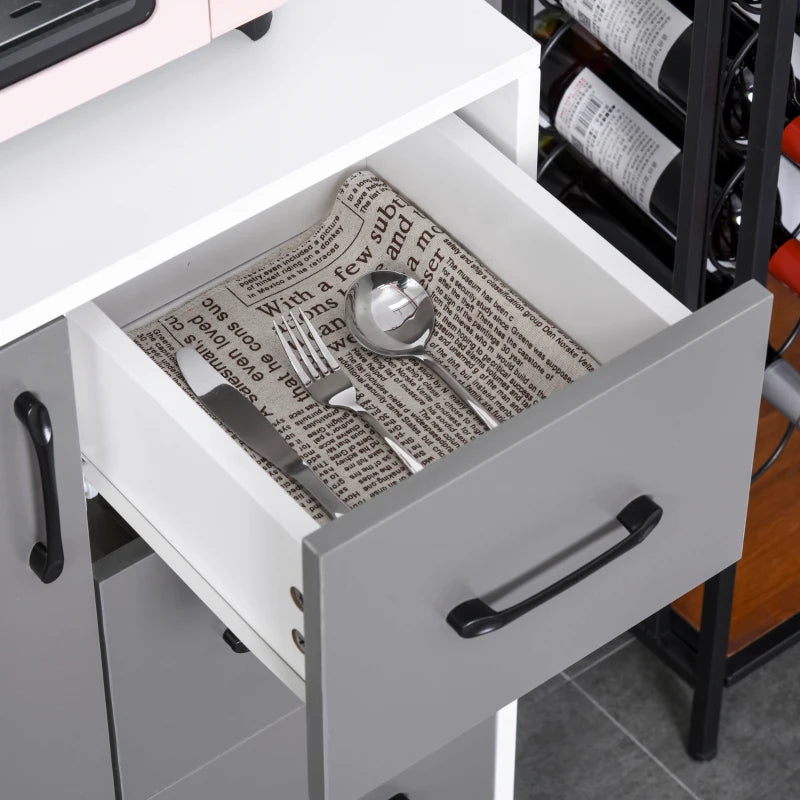 Grey Kitchen Storage Cabinet with Drawers and Countertop