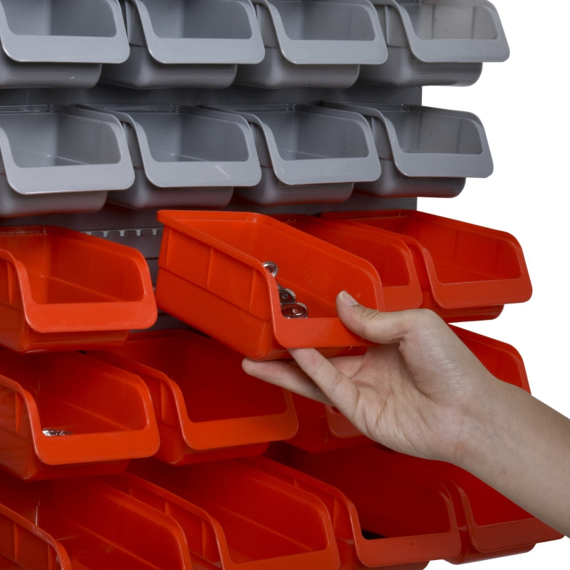 Red Wall Mounted Tool Rack Organizer with 44 Pieces