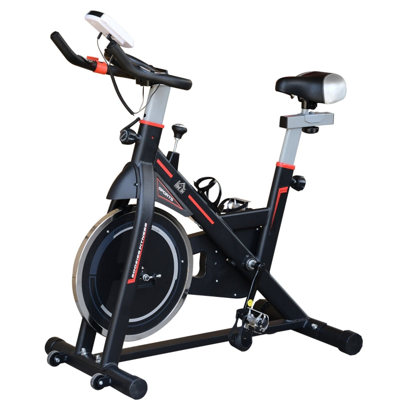 Black Indoor Cycling Exercise Bike with LCD Display and Heart Rate Sensor