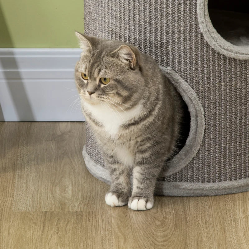 Light Grey Cat Climbing Frame with Sisal Cover and Cozy Platform