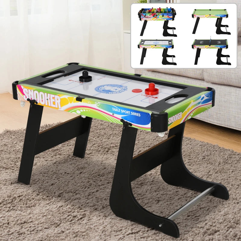 4-in-1 Multi-Color Folding Gaming Table: Hockey, Football, Table Tennis, Billiards