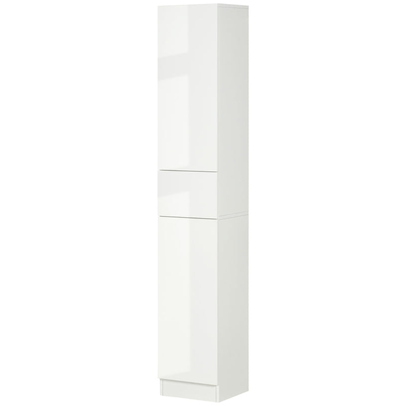 White Tall Bathroom Storage Cabinet with Adjustable Shelves