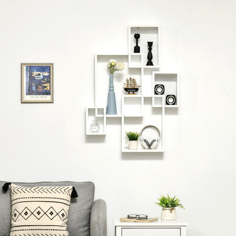 White Interlocking Cube Wall Shelves for Home Decor